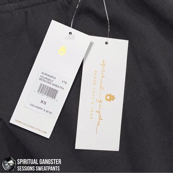 SPIRITUAL GANGSTER WOMEN LOVE YOURSELF SESSIONS JOGGER SWEATPANTS VINTAGE BLACK - Picture 11 of 16